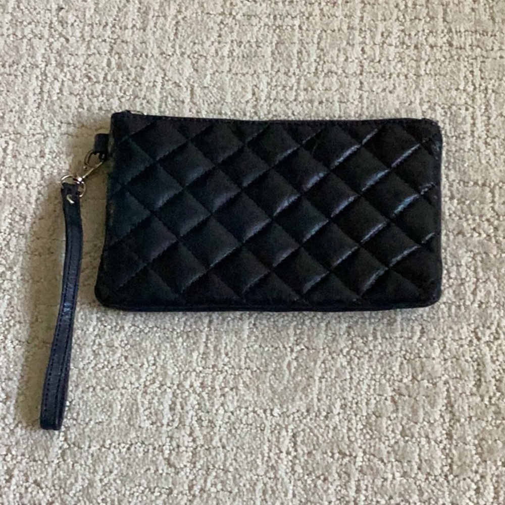Serra Quilted Navy Wristlet Clutch 8.75”x5.5”